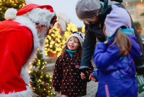 A family meets Santa Claus