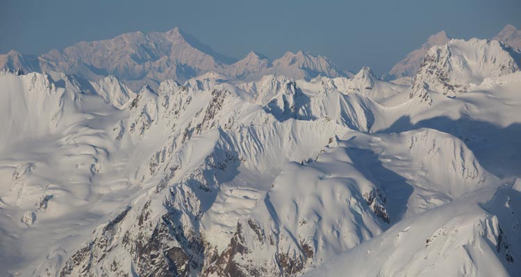 Snowy mountain peaks