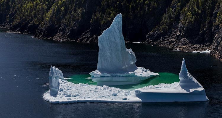 Giant pillars of ice out of the ocean.