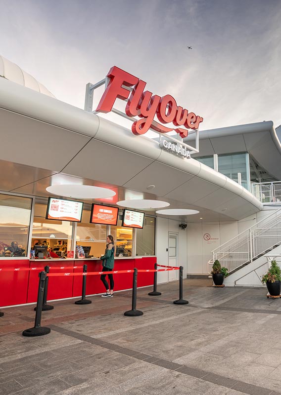 A ticket window for FlyOver Canada.